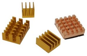 110991329, Raspberry Pi Accessories Heat Sink Kit for Raspberry Pi 4B - Gold Aluminum and Copper Blocks