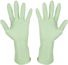 Латексные перчатки с хлопковым напылением, зеленые, размер M 101279