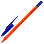 Ручка шариковая масляная STAFF "Basic OBP-679", СИНЯЯ, корпус оранжевый ...