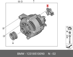 Фото 1/10 12318510090, Реле-регулятор генератора BMW: E60, E61, E63, X5 E53, X5 E70, X6 E71