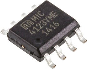 Фото 1/2 MIC4123YME, Драйвер МОП-транзистора, инвертирующий, 4.5В-20В питание, 3A и 2.3Ом на выходе, SOIC-8