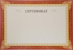 Фото 1/3 Сертификат-бумага А4, горизонт бланк бордов рамка,тиснение фольгой 10шт/уп