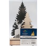 504-002, Деревянная фигурка с подсветкой Елочка с оленем 12x6x21,5 см