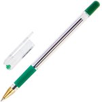 Ручка шариковая масляная с грипом MUNHWA "MC Gold", зеленая, корпус прозрачный ...