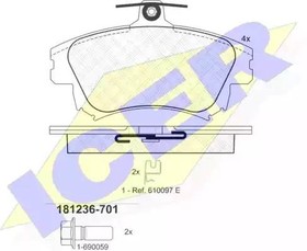 181236701, Колодки тормозные Volvo S40 97-03 ICER