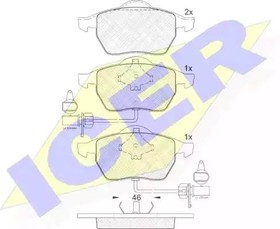 181362, Колодки тормозные Audi A4/A6 передние 2 датчика =GDB1307 ICER