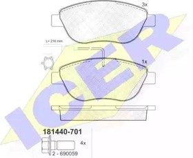 181440-701, 181440-701_колодки дисковые передние !\ Fiat Stilo 1.8i/1.9JTD 01 /Multi Wagon 1.6i-1.9JTD 03