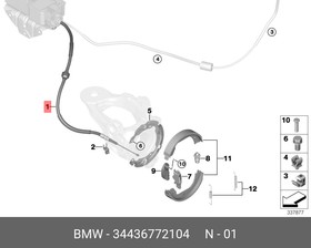 Фото 1/2 Трос привода стояночного тормоза R BMW X5(E70)/X6(E71) 34 43 6 772 104