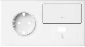 Simon 100 Белый матовый Кит 2 поста, фронт. Накладка на 1 розетку Schuko (слева) + 1 з/у USB SC + 1 клавиша выключателя