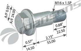 600199, Болт крепления суппорта (направляющий) M16x1,5/55 MM