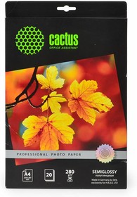 Фото 1/3 Фотобумага Cactus Prof CS-SGA428020 A4/280г/м2/20л./белый полуглянцевое для струйной печати