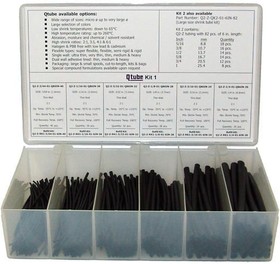 Фото 1/2 Q2-Z-QK1-01-6IN-180, Heat Shrink Tubing & Sleeves KIT ASST 180 PCS BLK