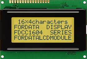 Фото 1/2 FC1604A01-FSYYBW-51SE FC LCD LCD Graphic Display, Green, Yellow on, 4 Rows by 16 Characters, Transflective