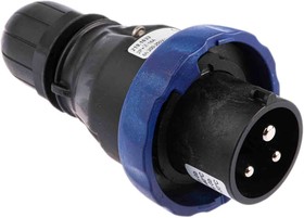 Фото 1/4 219.1633, IP66 Blue Cable Mount 2P + E Power Connector Plug ATEX, IECEx, Rated At 16A, 200 250 V