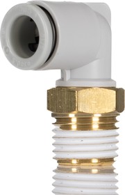 Фото 1/5 KQ2L08-02AS, KQ2 Series Elbow Threaded Adaptor, R 1/4 Male to Push In 8 mm, Threaded-to-Tube Connection Style
