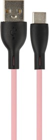 Фото 1/2 PERFEO Кабель USB A вилка - C вилка, 2.4A, розовый, силикон, длина 1 м., SILICON (U4715)