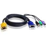 2L-5303UP, Male 6 Pin Mini-DIN, USB A, VGA to Male SPHD KVM Cable