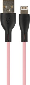 Фото 1/2 PERFEO Кабель USB A вилка - Lightning вилка, 2.4A, розовый, силикон, длина 1 м., SILICON (I4336)