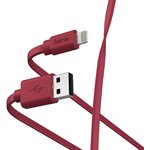 Кабель Hama 00187233 USB (m)-Lightning (m) 1м красный плоский