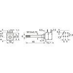 Carbon dual potentiometer, 1 kΩ, 0.2 W, linear, solder pin, PC16DH10IP06 2X1K0 LIN A