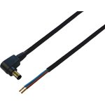 DC connection cable, Plug 2.5 x 5.5 mm, angled, open end, black, 075911