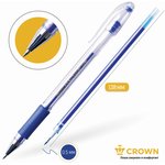 Ручка гелевая с грипом CROWN "Hi-Jell Needle Grip", СИНЯЯ, узел 0,7 мм ...