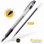 Ручка гелевая с грипом CROWN "Hi-Jell Needle Grip", ЧЕРНАЯ, узел 0,7 мм ...