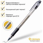 Ручка гелевая с грипом CROWN "Hi-Jell Needle Grip", ЧЕРНАЯ, узел 0,7 мм ...