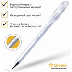 Ручка гелевая CROWN "Hi-Jell Pastel", БЕЛАЯ, корпус тонированный белый ...