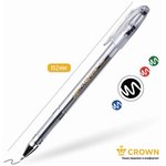 Ручка гелевая CROWN "Hi-Jell", ЧЕРНАЯ, корпус прозрачный, узел 0,5 мм ...