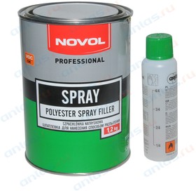 Фото 1/2 1201, Шпатлевка жидкая Novol Spray + отвердитель 1,2 кг
