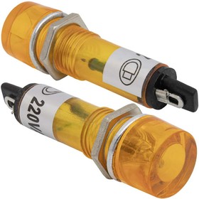 Фото 1/2 N-804-Y 220V, Лампочка неоновая в корпусе N-804-Y, 220 В, жёлтая