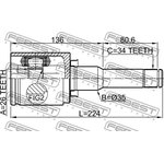 1811-A16LH, Шрус внутренний левый 26x35x34