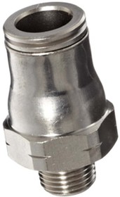 3675 08 10, LF3600 Series Straight Threaded Adaptor, R 1/8 Male to Push In 8 mm, Threaded-to-Tube Connection Style