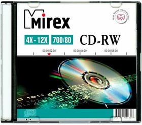 Диск CD-RW Mirex 700Mb 12x Slim Case (1шт) (202318)