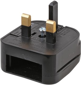 Фото 1/2 ECP-BK-R-3A, Mains Converter Plug, Euro Plug, UK Plug, 2.5 A, 3 A, Black, PP (Polypropylene) Body