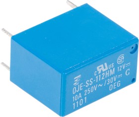 Фото 1/3 OJE-SS-112HM,000, PCB Mount Power Relay, 12V dc Coil, 10A Switching Current, SPST