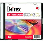 Диск DVD+R Mirex 8.5Gb DL 8x Slim Case (1шт) (204190)