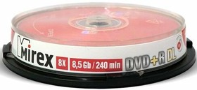 Диск DVD+R Mirex 8.5Gb DL 8x Cake Box (10шт) (204213)