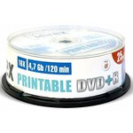 Диск DVD+R Mirex 4.7Gb 16x Cake Box Printable (25шт) (203421)
