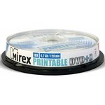 Диск DVD+R Mirex 4.7Gb 16x Cake Box Printable (10шт) (204596)