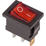 36-2150, Выключатель клавишный 250V 6А (3с) ON-OFF красный с подсветкой Mini ...