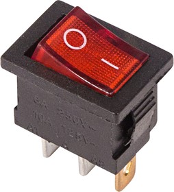 Фото 1/5 36-2150, Выключатель клавишный 250V 6А (3с) ON-OFF красный с подсветкой Mini (RWB-206, SC-768)