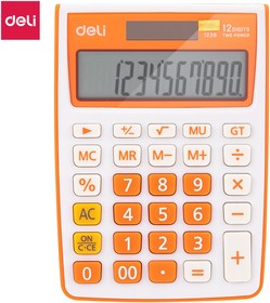 Фото 1/7 Калькулятор настольный Deli E1238/OR оранжевый 12-разр.