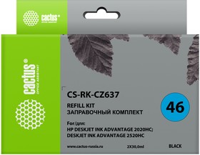 Фото 1/2 Заправочный набор Cactus CS-RK-CZ637 черный для HP DeskJet 2020/2520 (2*30ml)