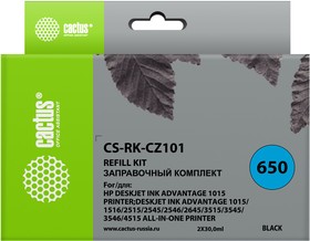 Фото 1/4 Заправочный комплект CACTUS CS-RK-CZ101, для HP, 60мл, черный