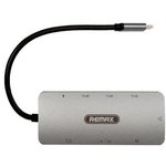 (6954851226055) переходник REMAX RU-U91 Type-C адаптер (HDMI+USB3.0+RJ45+PD, SD, TF, 3.5mm), серый