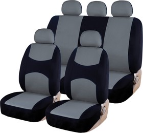 Фото 1/3 Чехлы универсальные на автомобильные сиденья,комплект CASUAL, полиэстер, черно-серые KRAFT KT835611