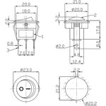 36-2585, Выключатель клавишный круглый 12V 20А (3с) ON-OFF красный с подсветкой ...