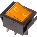 36-2333, Выключатель клавишный 250V 16А (4с) ON-OFF желтый с подсветкой ...